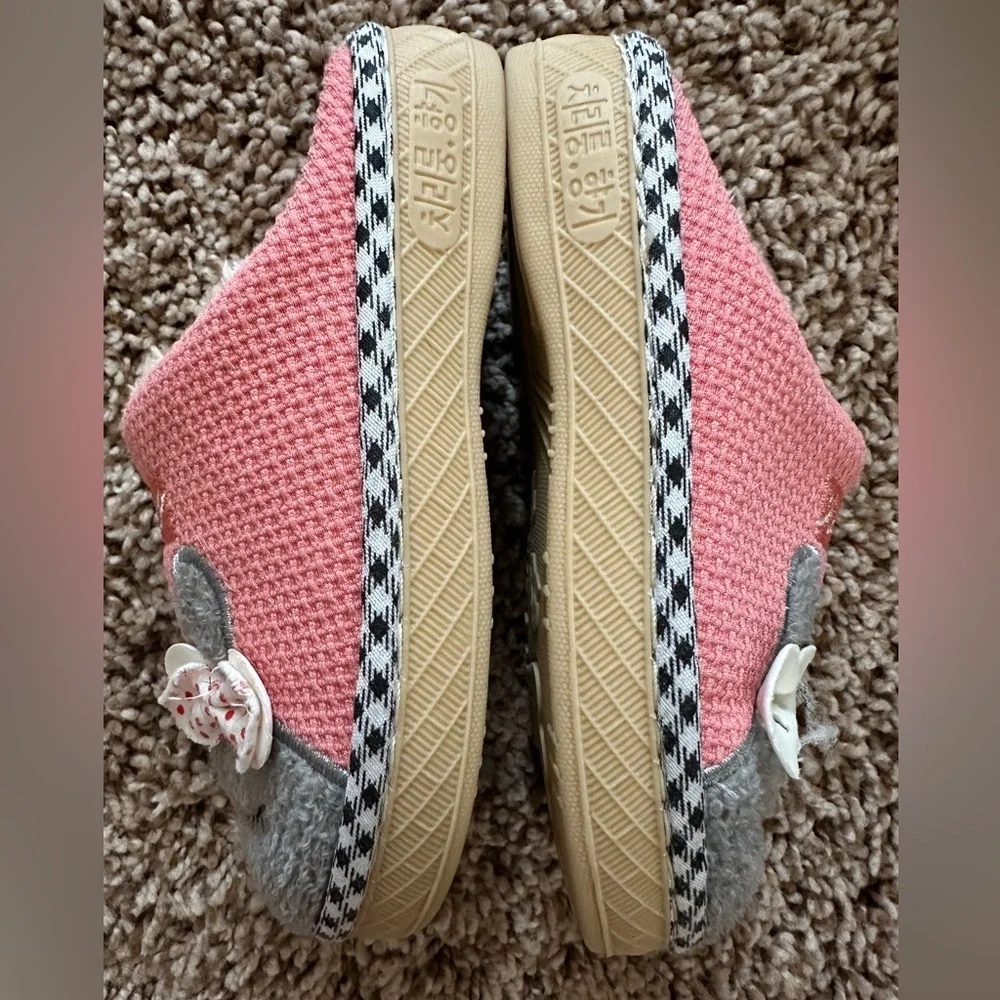 Toddler Bunny House Slippers – Pink & Gray – Size 18/19 EU (approx U.S. 3 - 4 T)